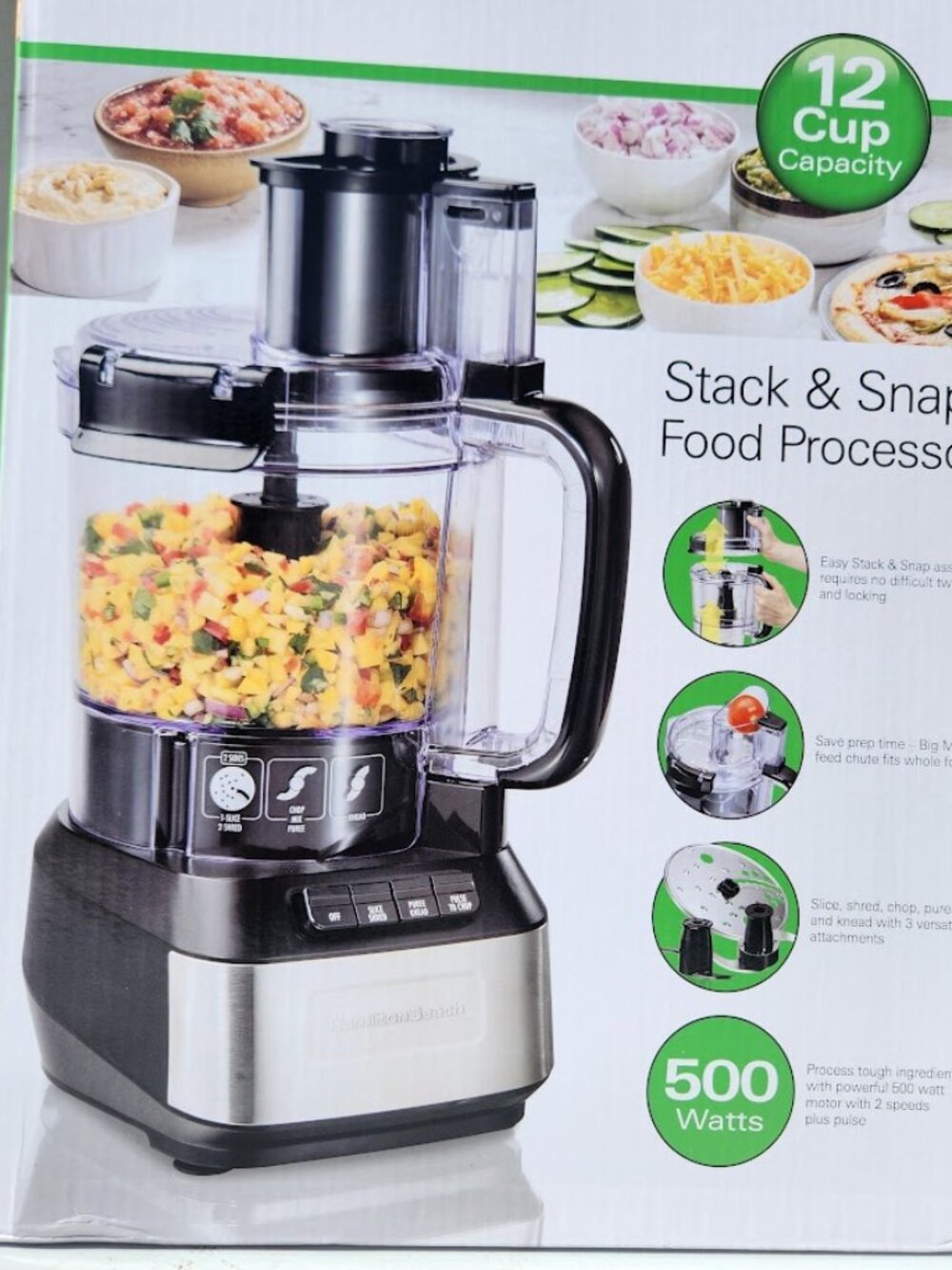 NEW Hamilton Beach 12 Cup Food Processor Kitchen Appliance 12 Cup Sealed Bowl wi